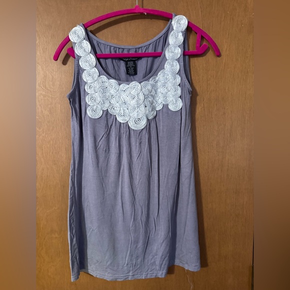 Simply Irresistible Tops - Purple Sleeveless Dress with White Embellishments